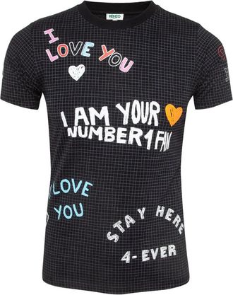 Kenzo T-shirt con stampa a griglia - Nero