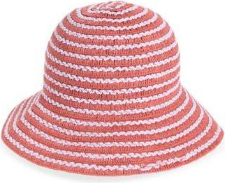 Nordstrom Rack Stripe Straw Bucket Hat in Burgundy at Nordstrom Rack