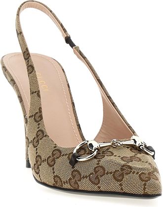 Gucci Womens Beige Polyester High Heel Pumps