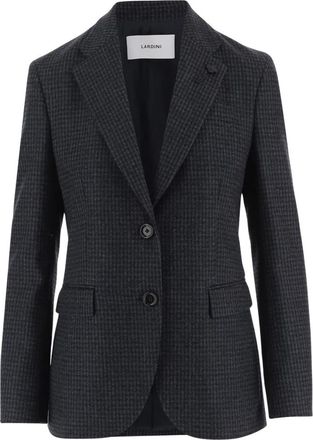 Lardini Wolmix Jas met Lagen en Ruitpatroon - Dames - Blazers - Grijs - S - Wol - Jassen