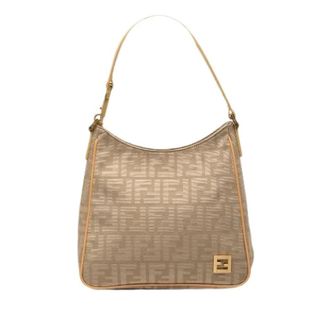 Fendi Pre-owned Shoulder Bags, female, Beige, Size: ONE SIZE Pre-owned Canvas Shoulder Bag