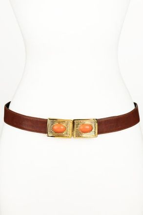 Raina Large Stones Buckle Leather Belt in Cognac at Nordstrom, Size Medium