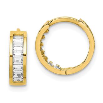 Diamond2Deal 10K Yellow Gold Cubic Zirconia Fancy Hinged Hoop Earrings