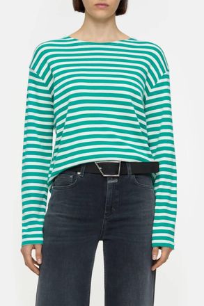 Closed Long Sleeve Striped Shirt In Meadow Green