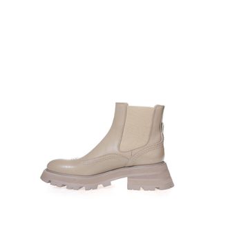 Alexander McQueen Womens Beige Leather Chelsea Boots