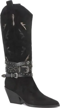 Yoki Gayle Wraparound Belt Western Boot in Black at Nordstrom Rack, Size 6.5
