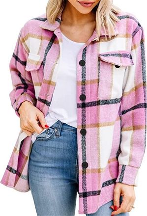 Giacca Lunga A Quadri PUWEI Per Donna: Camicia Scozzese Con Risvolto, Bottoni, Tasche E Spacco Laterale. Morbida E Ampia, Ideale Per Mezza Stagione. - 5
