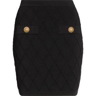 Balmain Diamond Milano Stitch Sweater Skirt in 0Pa Black at Nordstrom, Size 4 Us