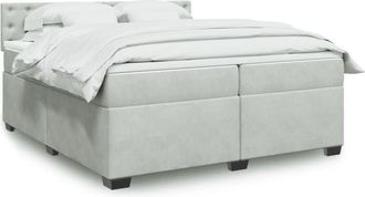 vidaXL Vidaxl - Cama Box Spring Con Colch&oacute;n Terciopelo Gris Claro 200x200 Cm