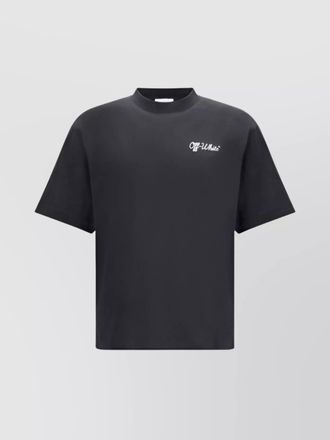 Off-white ribbed crew neck cotton t-shirt