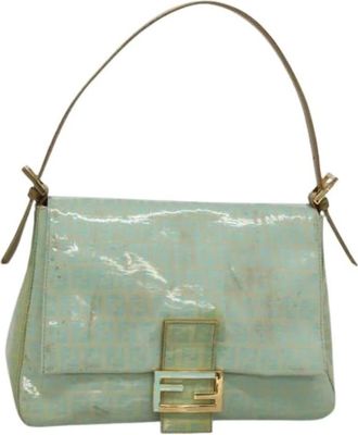 Fendi Pre-owned Shoulder Bags, female, Green, Size: ONE SIZE Pre-owned Vintage Canvas Shoulder Bag
