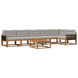 vidaXL Conjunto De Sof&aacute;s De Exterior 7 Pcs Natural Y Gris Claro Vidaxl