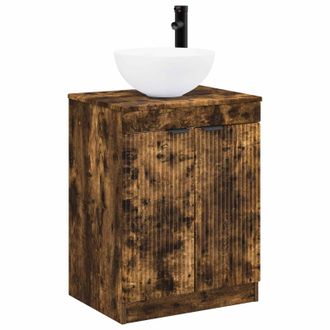 vidaXL Juego De Muebles De Ba&ntilde;o Roble Ahumado Madera De Ingenier&iacute;a Vidaxl