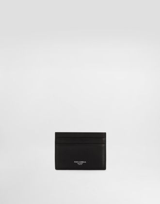 Dolce & Gabbana Woven Plong&eacute; Calfskin Card Holder - Man Wallets And Small Leather Goods Black Onesize