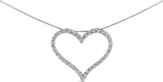 House of Brilliance 14K White Gold 3.0 Cttw Lab Grown Diamond Open Heart Pendant Necklace