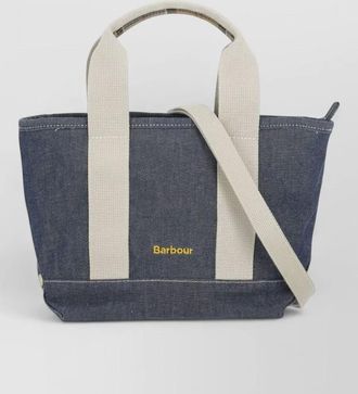 Barbour cotton shoulder bag removable strap handles