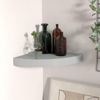 vidaXL Corner Shelf Grey Honeycomb MDF, Metal Medium Wall mounted