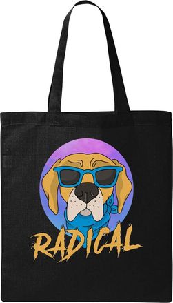 Generic Radical Dog Vaporwave Cool Sunglasses Natural Ecological Cotton Tote Bag Black