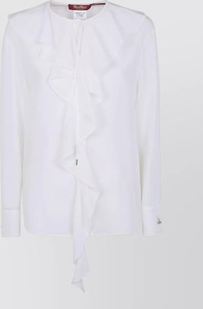 Max Mara draped ruffle shirt gold tone buttons