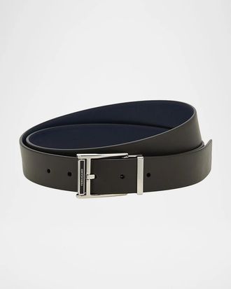 Ferragamo Men & apos;s Smooth Leather Roller-Buckle Belt