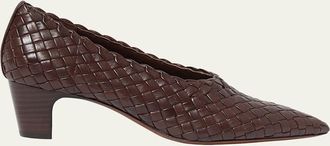 Loeffler Randall Maeve Woven Leather Kitten-Heel Pumps