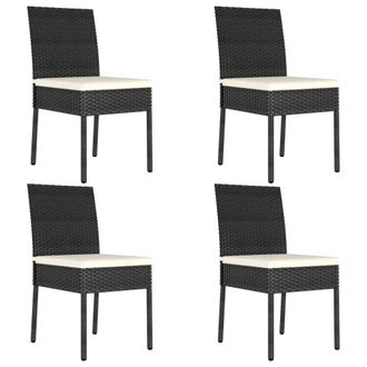 vidaXL Vidaxl - Sillas De Comedor De Jard&iacute;n 4 Unidades Rat&aacute;n Sint&eacute;tico Negro