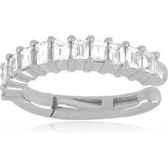 EF Collection Diamond Baguette Ear Cuff in White Gold at Nordstrom
