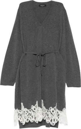 Fabiana Filippi lace-trim tie-fastening dress - Grey
