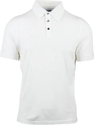 Alpha Studio White Cotton Elastane Stretch Polo