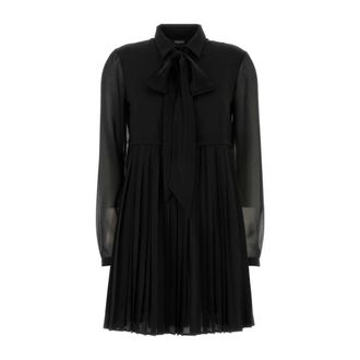 Versace Short Dresses, female, Black, Size: XS Cr&ecirc;pe de Chine Lavalli&egrave;re Mini Dress