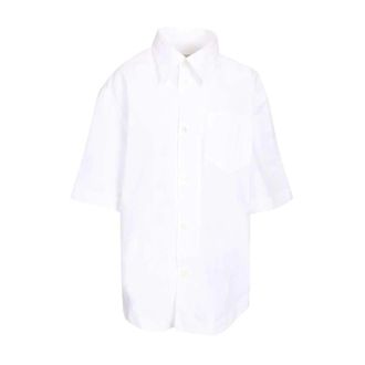 Ami Overhemden, Dames, Wit, M, Katoen, Korte Mouw Poplin Shirt
