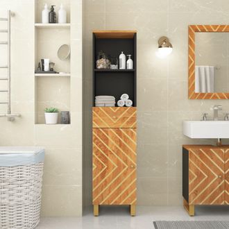 vidaXL Mueble De Ba&ntilde;o Madera Maciza Mango Marr&oacute;n Negro 38x33,5x160 Cm Vidaxl