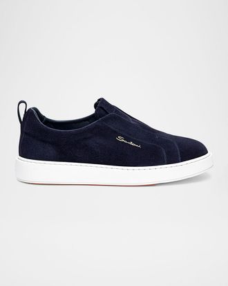 Santoni Men & apos;s Suede Low-Top Slip-On Sneakers