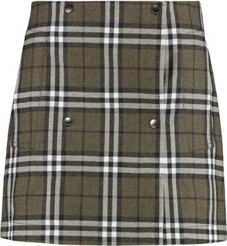 Burberry Green Tailored Check Mini Skirt
