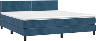 vidaXL Vidaxl - Cama Box Spring Colch&oacute;n Y Led Terciopelo Azul Oscuro 180x200 Cm