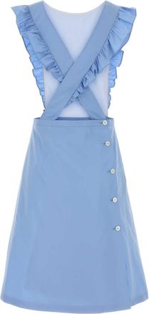 Miu Miu Ruffled Poplin Dress - Blue