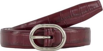 Vince Croc Embossed Leather Belt in Bordeaux/Palladium at Nordstrom, Size Medium
