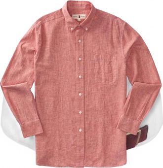 Duck Head Mens Wallace Solid Oxford Sport Shirt In Sunkist Red