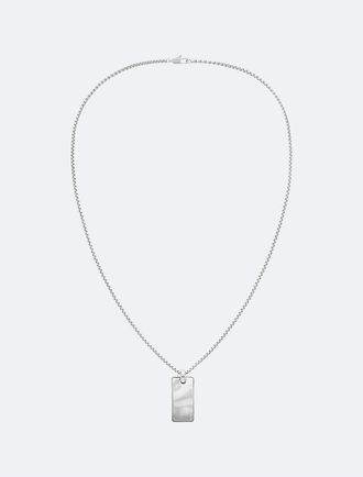 Calvin Klein Mens Organic Rectangle Shape Pendant Necklace - Metallic