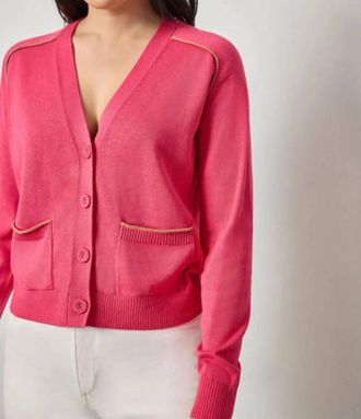 Lilla P Saddle Sleeve Cardigan In Azalea