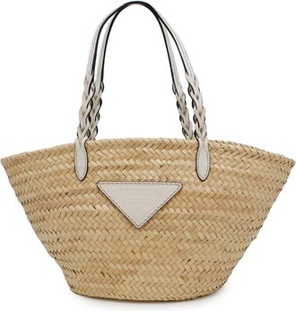 Prada Ivory White Straw Leather Tote Bag (Pre-Owned)