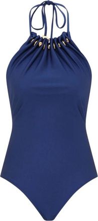 Zimmermann Aster Gathered Beaded One-Piece - Dames - Badpakken - Blauw - L - Badmode