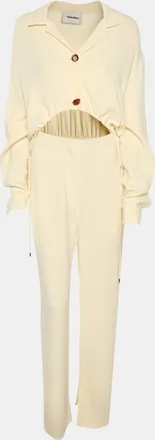 Nanushka Cream Stretch Crepe Cut Out Jumpsuit