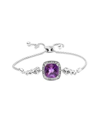 House of Brilliance Haus Of Brilliance Colorful Gemstones Silver 4.05 Ct. Tw. Diamond & Amethyst Link Bracelet