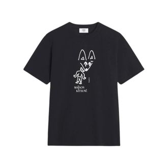 Maison Kitsuné Heren, Tops, Zwart, Maat: S