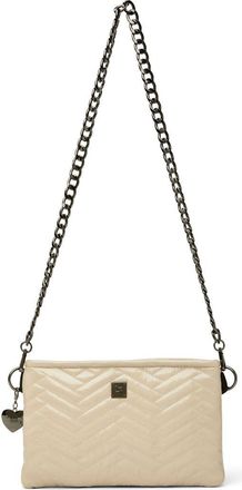 Think Royln Almost Famous Quilted Crossbody Bag in Blonde Patent at Nordstrom