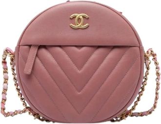 Chanel Pre-owned Vintage Quilted Crossbody Bag - Dames - Vintage Schoudertas - Roze - ONE Size - Leer - Vintage