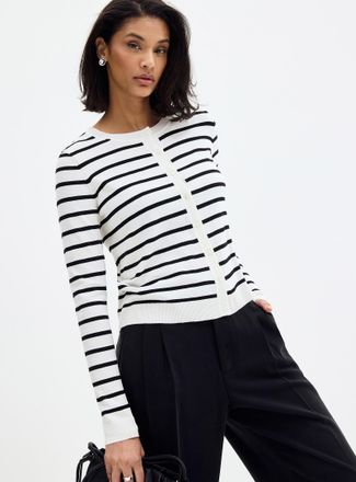 Contemporaine Womens Fine-knit crew-neck Cardigan Sweater