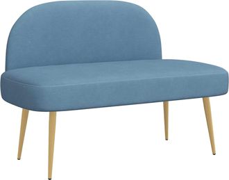 vidaXL Banco Tapizado Con Respaldo Azul 110 X 60 X 76 Cm Tela De Pana Vidaxl