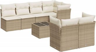 vidaXL Vidaxl - Juego De Sof&aacute;s De Jard&iacute;n Con Cojines Beige 8 Pzas Rat&aacute;n Pe